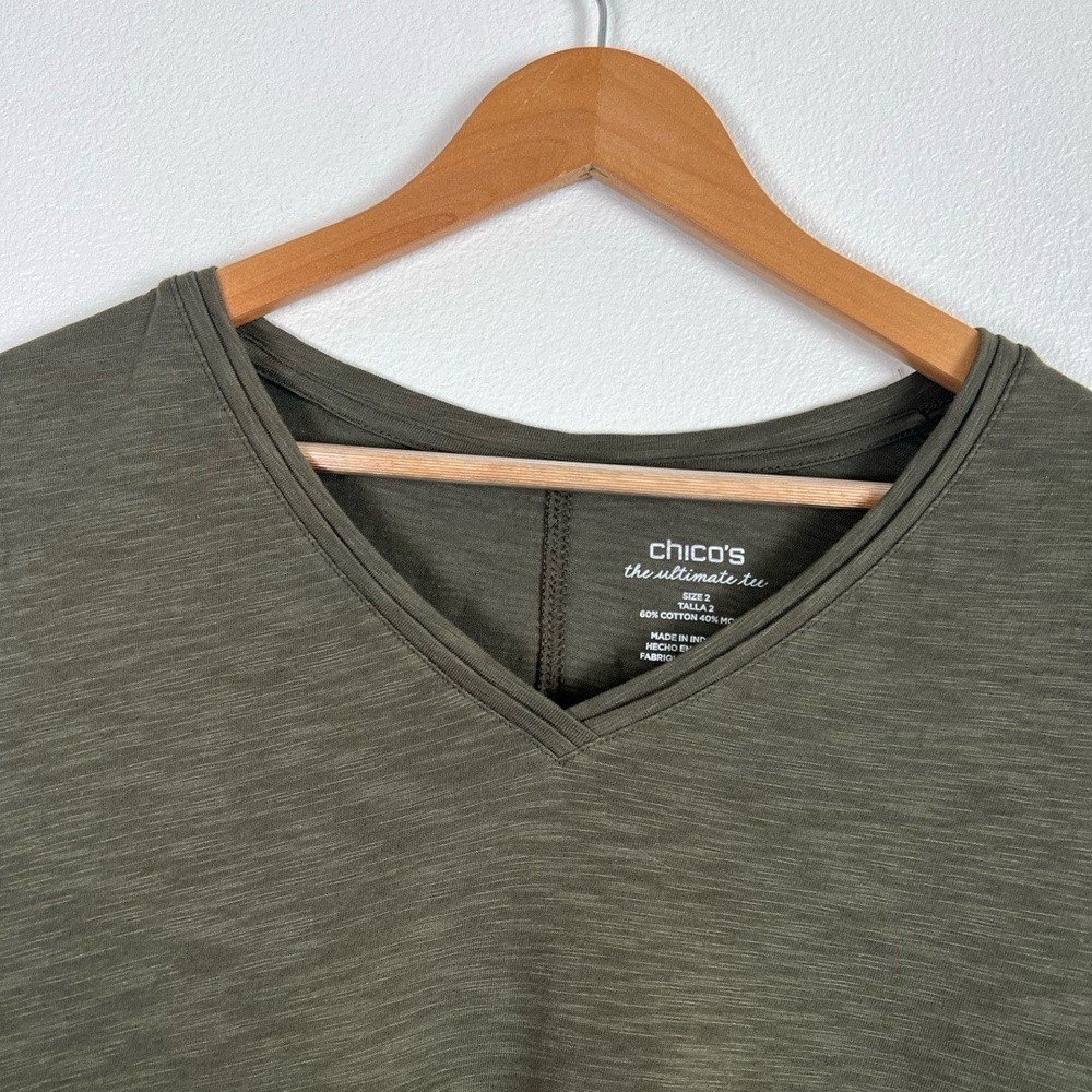 Chicos 2 Piece Bundle Large Olive Green Peach Slu… - image 8